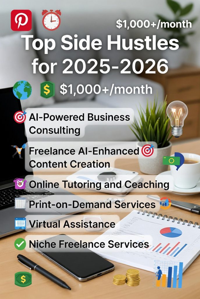 Top Side Hustles for 2025-2026: How to Earn $1,000-$3,000+ Monthly From Home